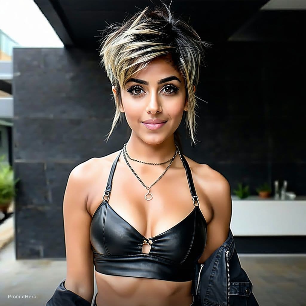AI generated: candid, street fashion waist-up photo of a 24-year-old beautiful gorgeous Rakul Preet Singh as a con...