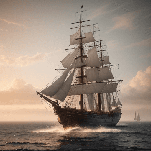 AI generated: Photo of a ultra realistic sailing ship, dramatic light, pale sunrise, cinematic lighting, battered,...