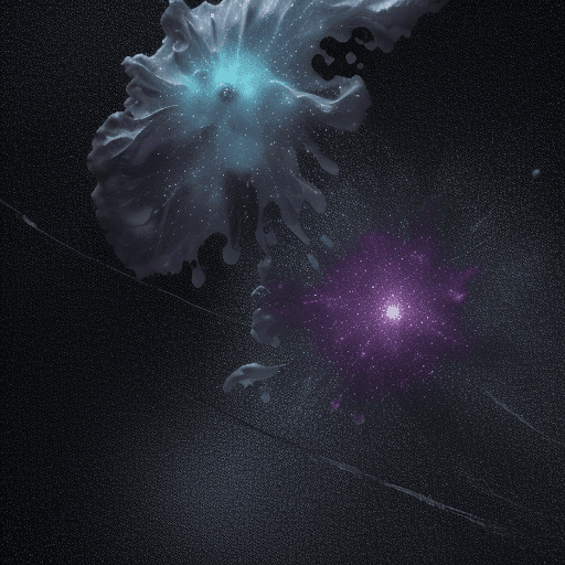 AI generated: bubbles with stars and nebula behind splattered liquid paint in (lightgray:1.2) colors. Fluid and Po...