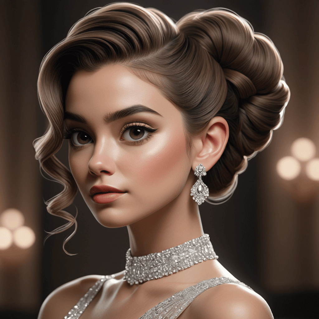 AI generated: the drawing shows a woman with hair in an updo, in the style of hyperrealism and photorealism, glamo...