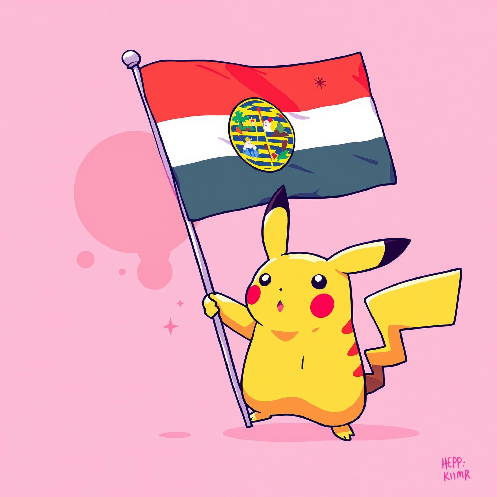 AI generated: Pikachu waving the Ikurrina, the vasque country flag 