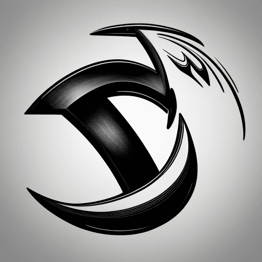 AI generated: black letter calligraphy letters TC vector logo, simple, black and white, Adobe illustrator