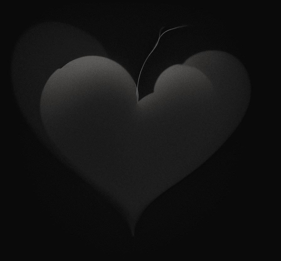 AI generated: single heart on a black background 