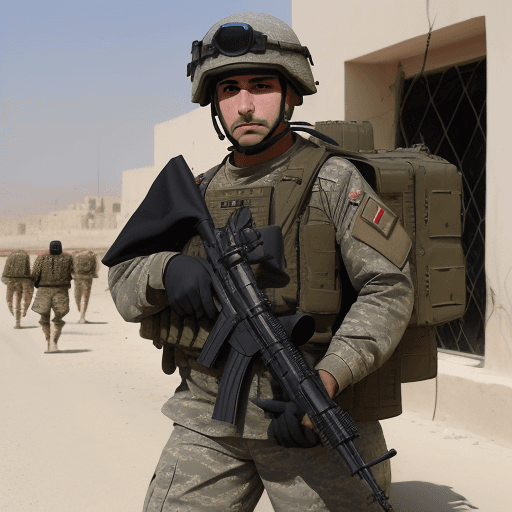 AI generated: amercan defence forces, army, IDF, fighting, military, streets, army, air force, rockets afghanistan