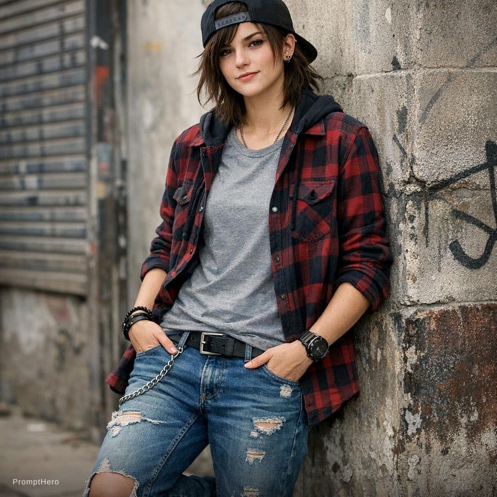 AI generated: Tomboy ichki kiyimida boʻlsin 
