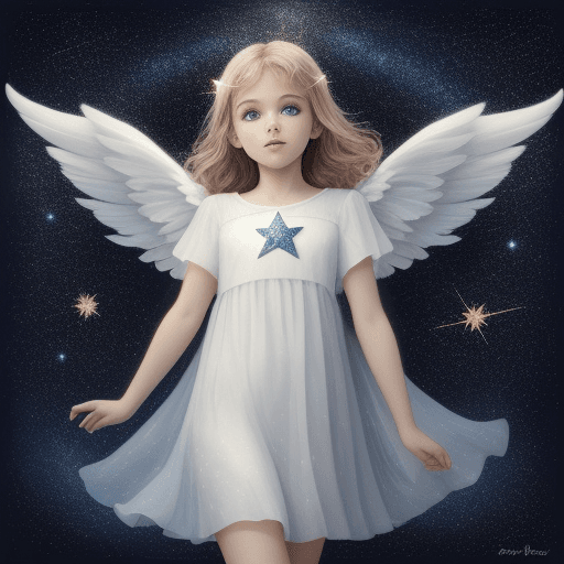 AI generated: Angel in a sky with a lot of stars