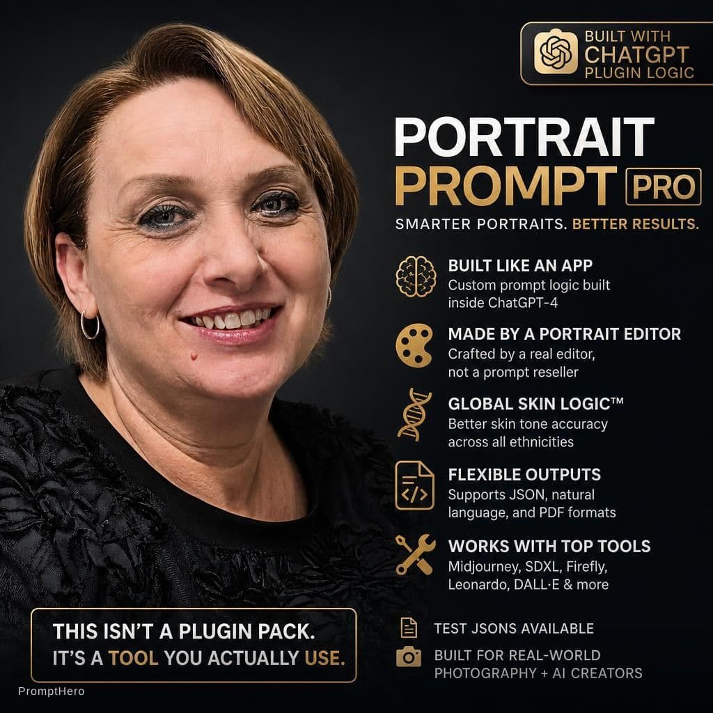 AI generated: 🔧 Built from the Ground Up with ChatGPT Plugin Logic

PortraitPrompt Pro was developed using a cu...