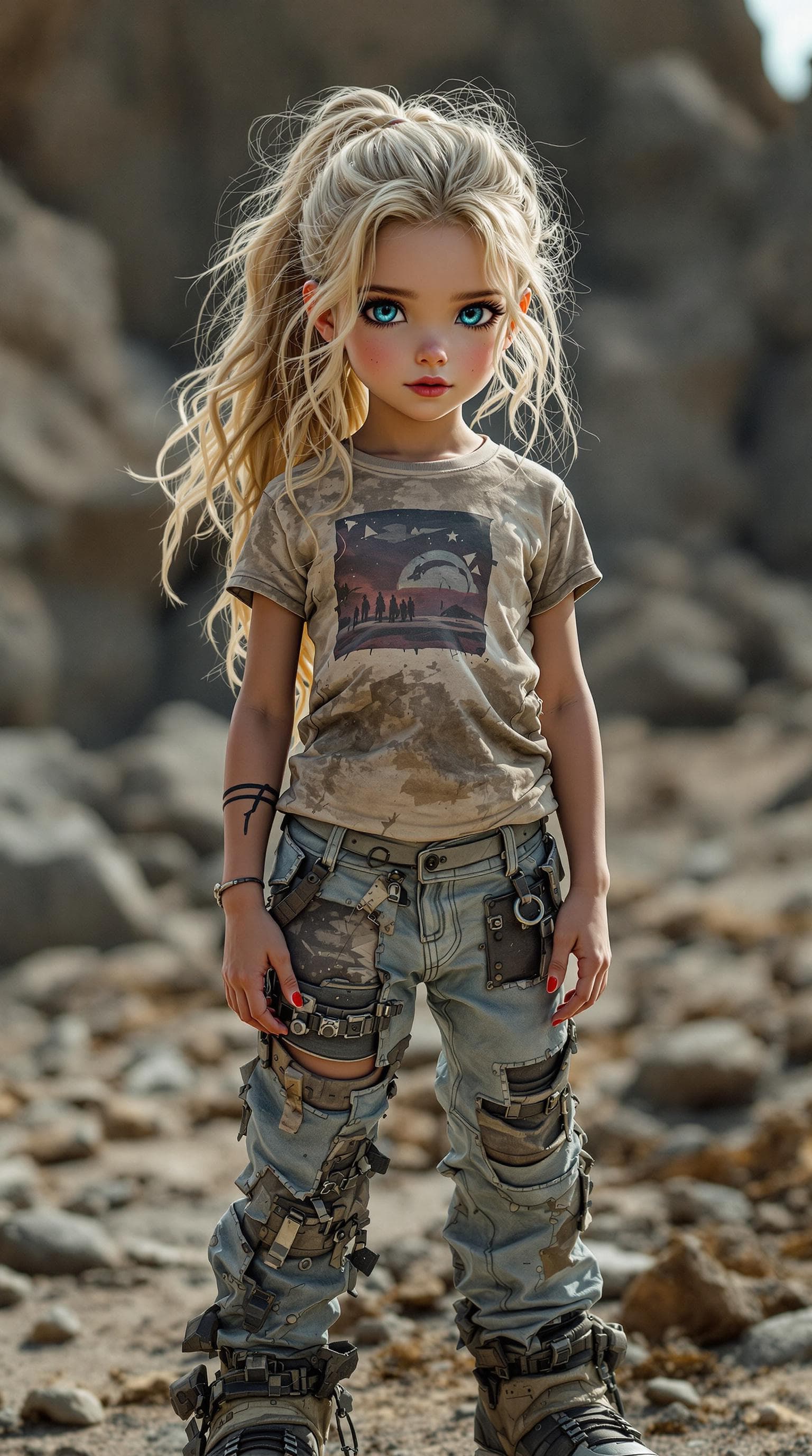 AI generated: a professional photo of a exceptionally beautiful girl in the world (age 7), (seven year old) post-a...