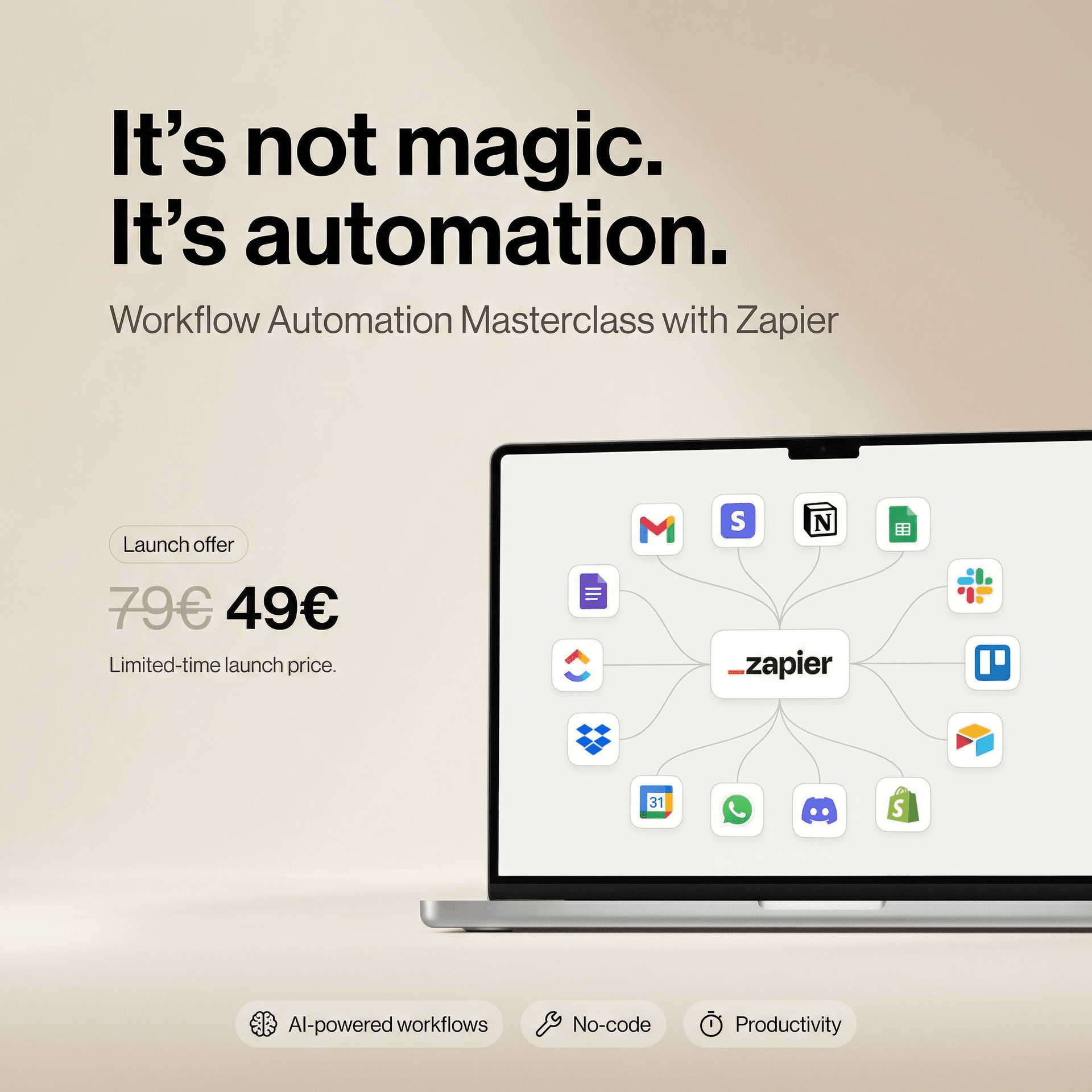 AI generated: Minimalist high-end advertising poster with a clean, premium lifestyle-tech aesthetic.
Soft warm bei...