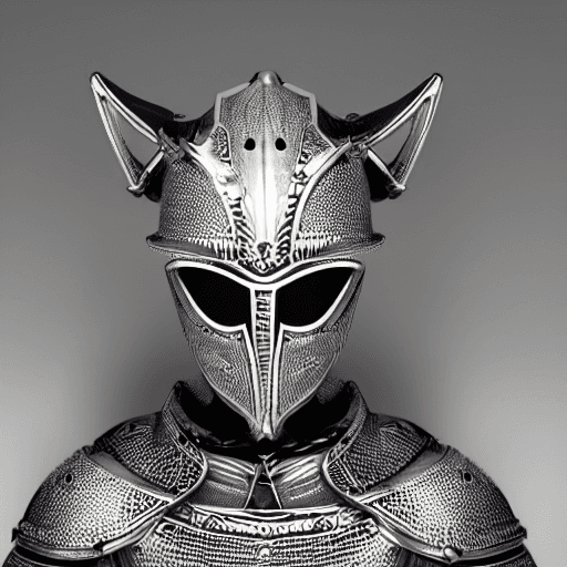 AI generated: kneeling cat knight, portrait, intricate design, silver, silk, cinematic lighting,  andrea ribochev ...