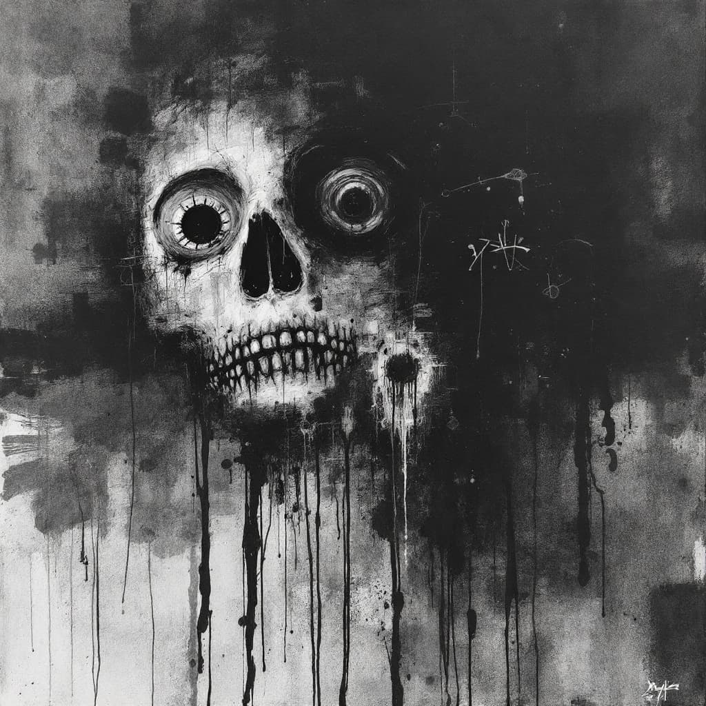 AI generated: abstract, minimalist, charcoal, psy, dark, dreep, b&w 