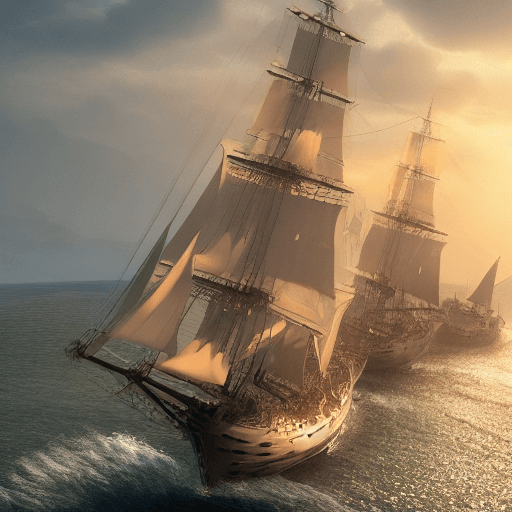 AI generated: Photo of a ultra realistic sailing ship, dramatic light, pale sunrise, cinematic lighting, battered,...