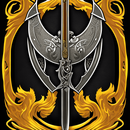 AI generated: intricate sword skull icon, fantasy badge, emblem, black background, two colours --v 4