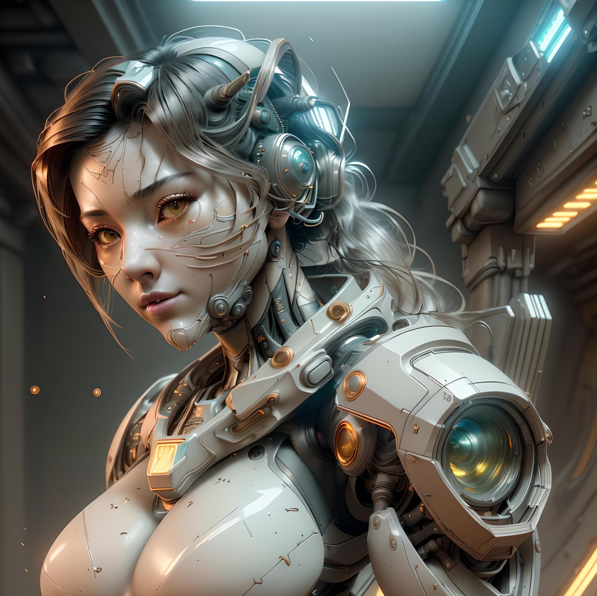AI generated: ((Best quality)),((masterpiece)),(high detail:1. 3), 3D,Shitu-fur, beautiful cyberpunk women with th...