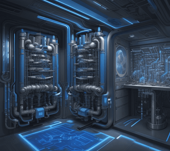 AI generated: pneumatic systems blue and silver colors
in the style of detailed science fiction illustrations
exag...