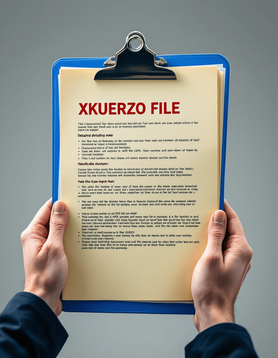 AI generated: Close up of A file, attached to a blue clipboard, containing a detailed report with a red heading te...
