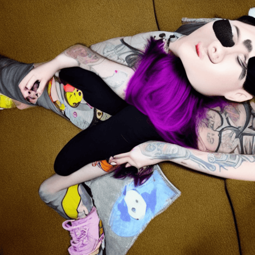 AI generated: from above, pov, girl gets anal fucked on the backseat of a car, alternative, emo, piercings, tattoo...