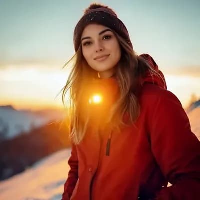 AI generated video: She is looking forward and then looks at the camera