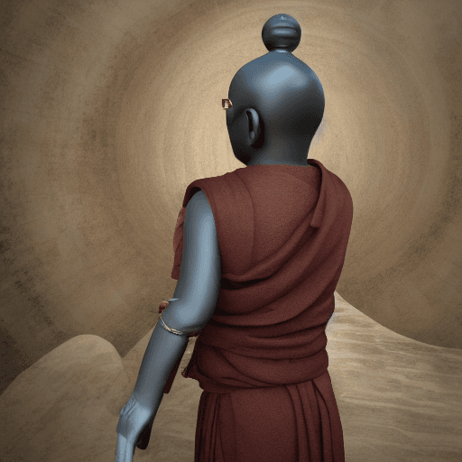 AI generated: build a buddhist monk +with face like my profile+excessive detail+futuristic and eco style concept+o...