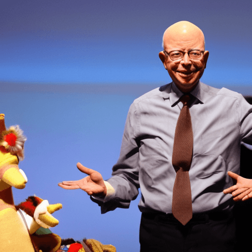 AI generated: Klaus Schwab as a puppeteer