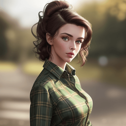 AI generated: amateur photo, iphone 15 pro, A half Body Photo of a beautiful brunette Scottish girl, green eyes, m...