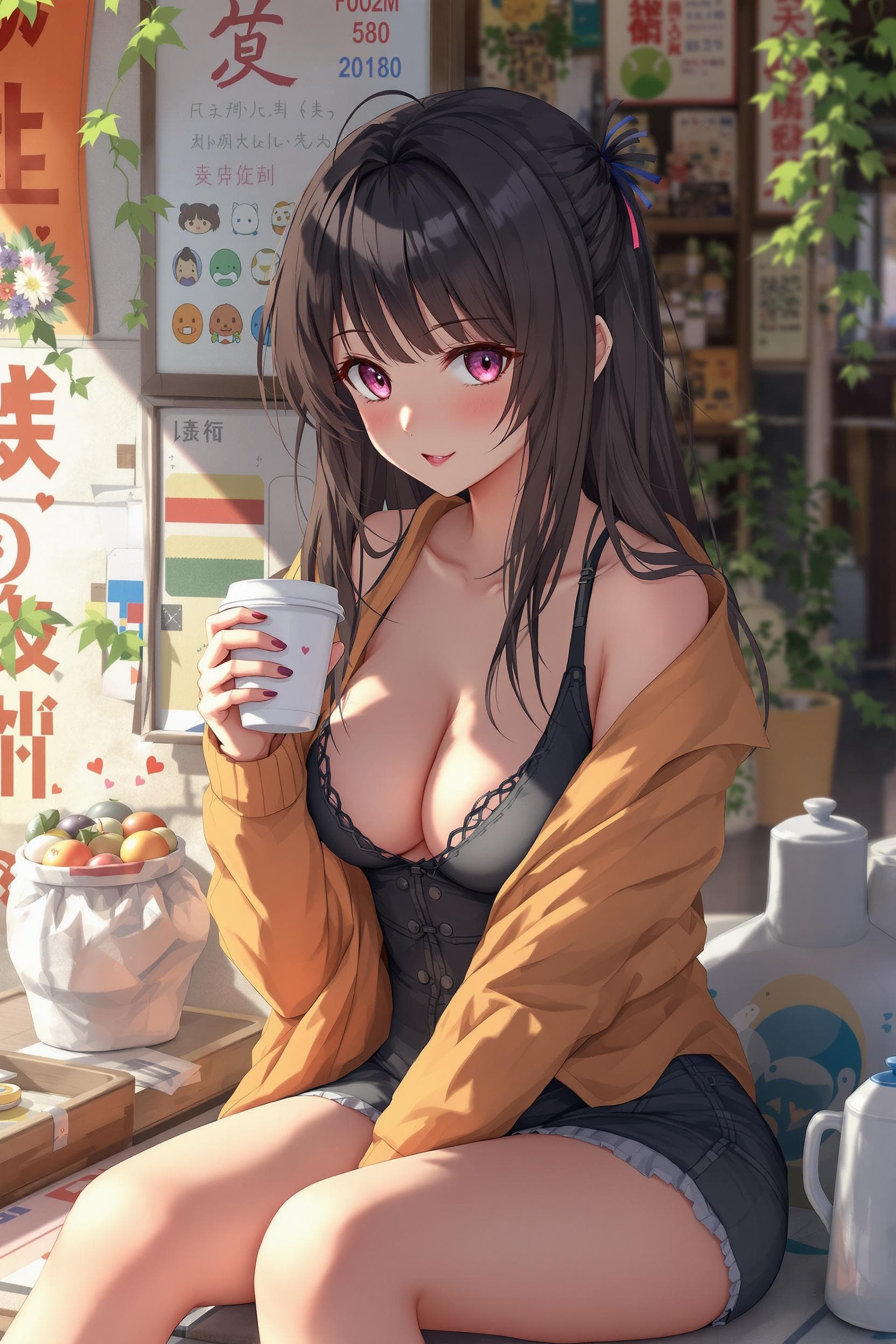 AI generated: Random styled hot anime milf. Casually  dressed clothes. Random environment. Slim girls, bb cup. 