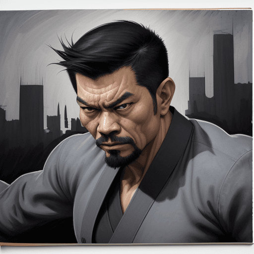 AI generated: drawing of a badas kung fu man, in a portrait sketchbook, in the style of dynamic expressionist styl...