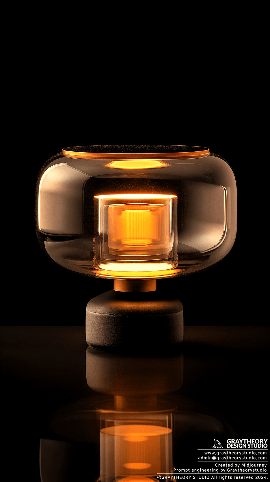 AI generated: photogrpahy, table Lamp, contrast of the background