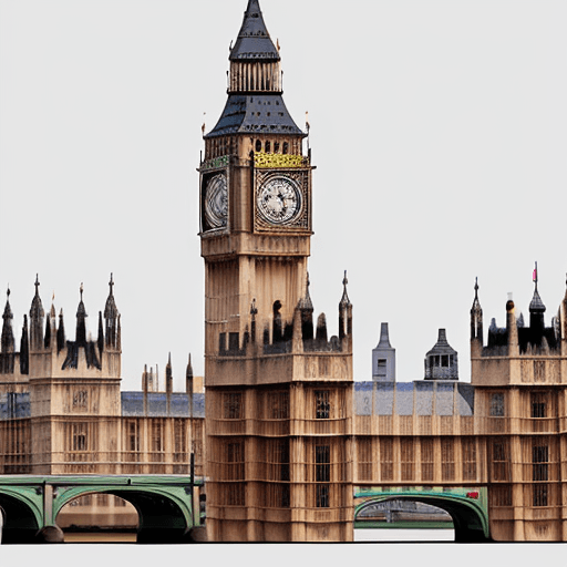 AI generated: Imagine illustration brand, one color, big ben, text london, font type bold arial