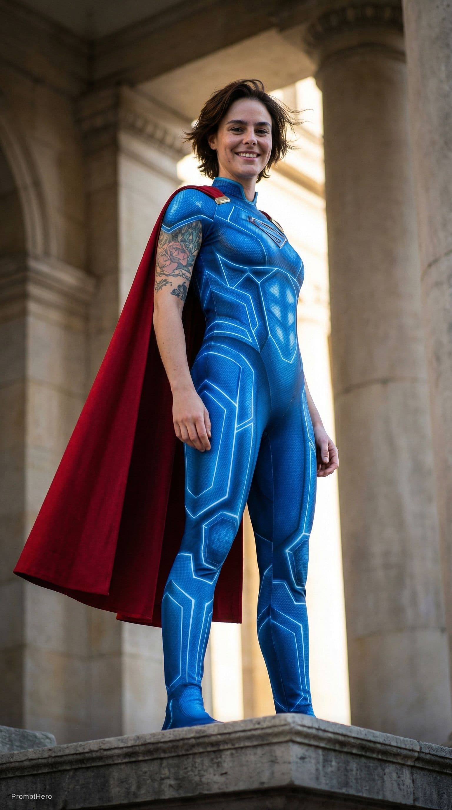 AI generated: A striking figure poses confidently in a superhero costume, inspired by classic comic book character...