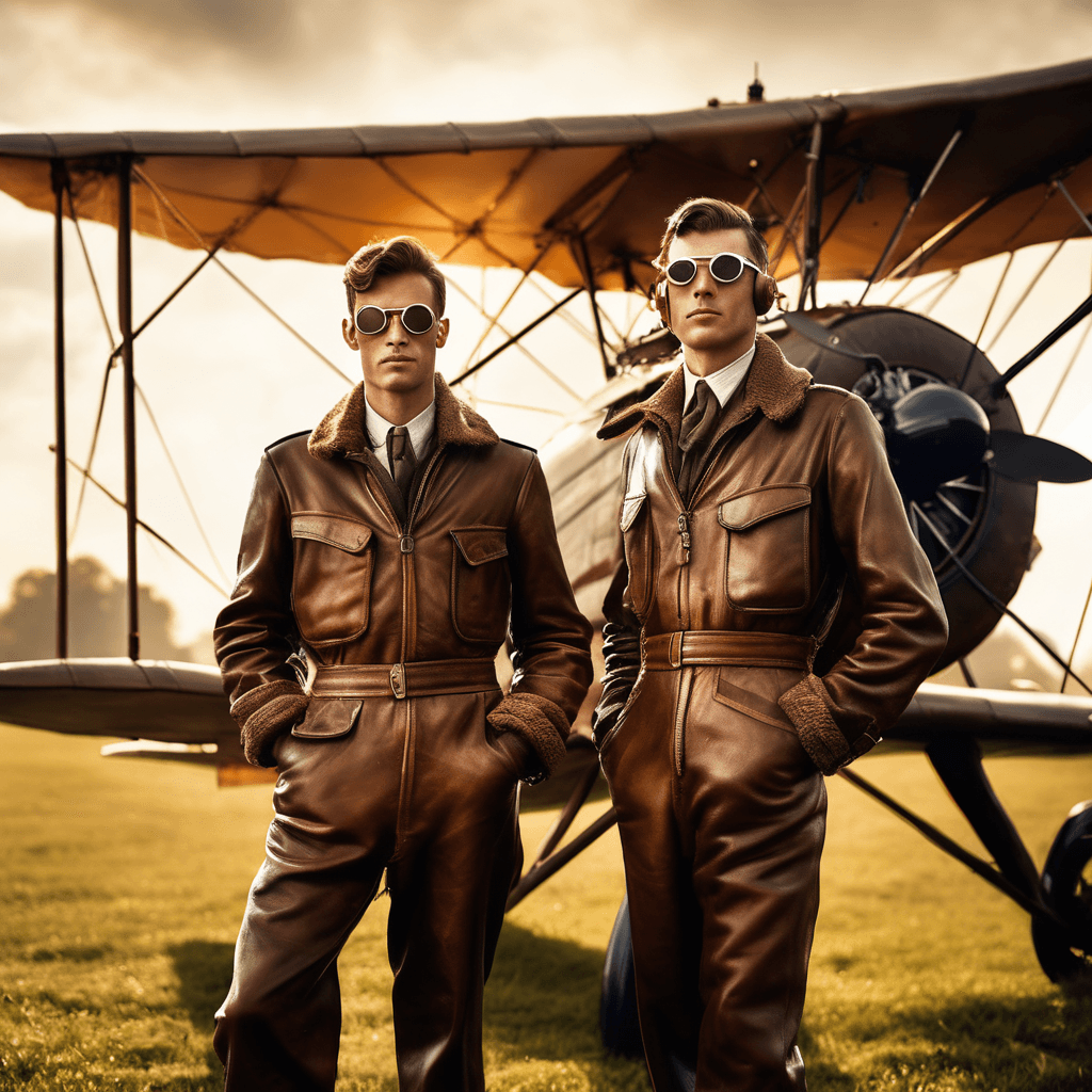 AI generated: Cimematic shot,A fearless 32-year-old vintage aviator, wearing a leather flight jacket and pilot gog...