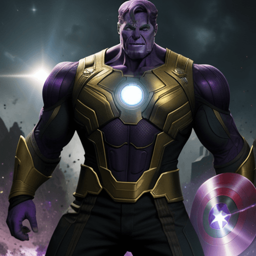 AI generated: thanos and avengers