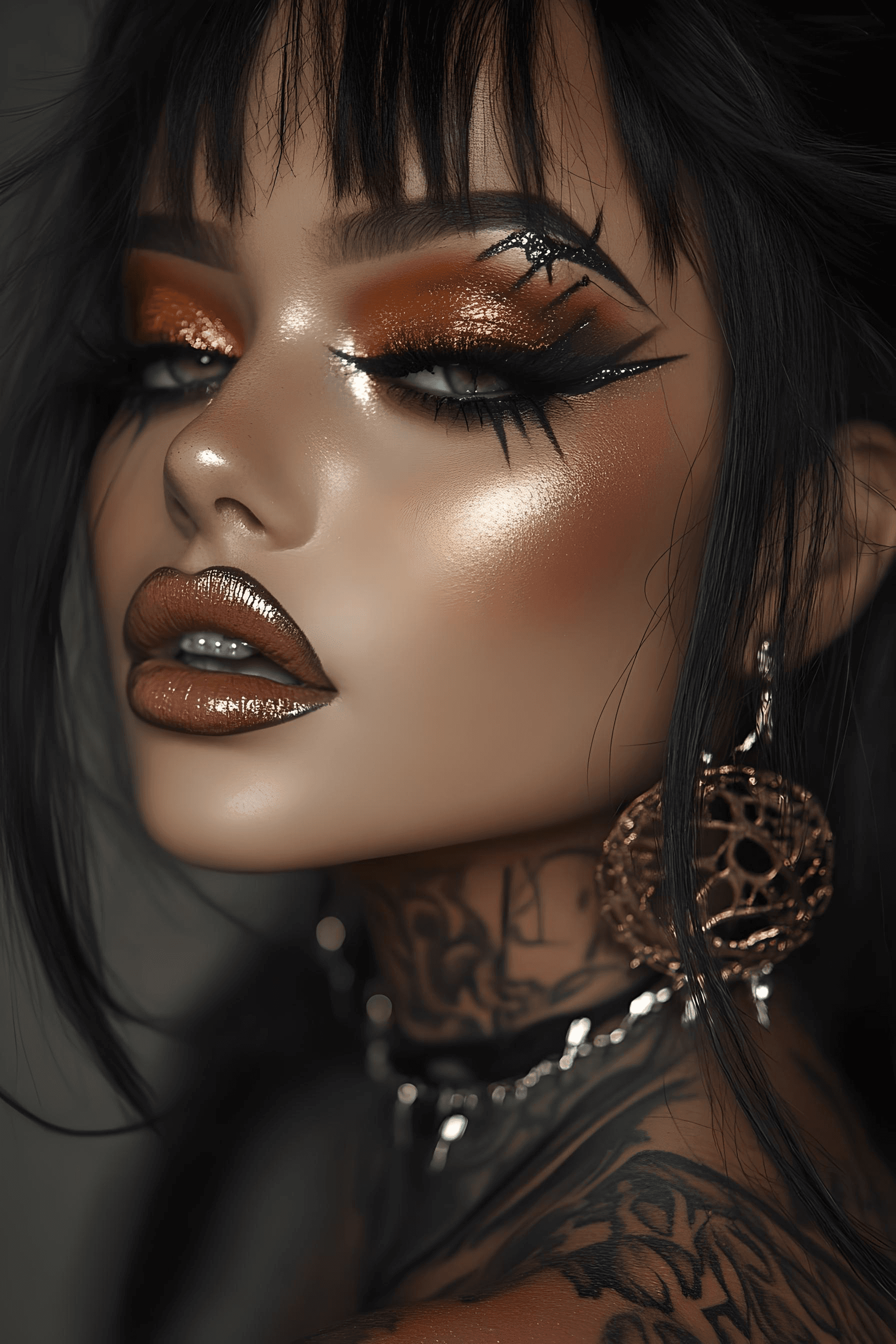 AI generated: a Cinematic Portrait With Metallic Makeup Looks --ar 2:3