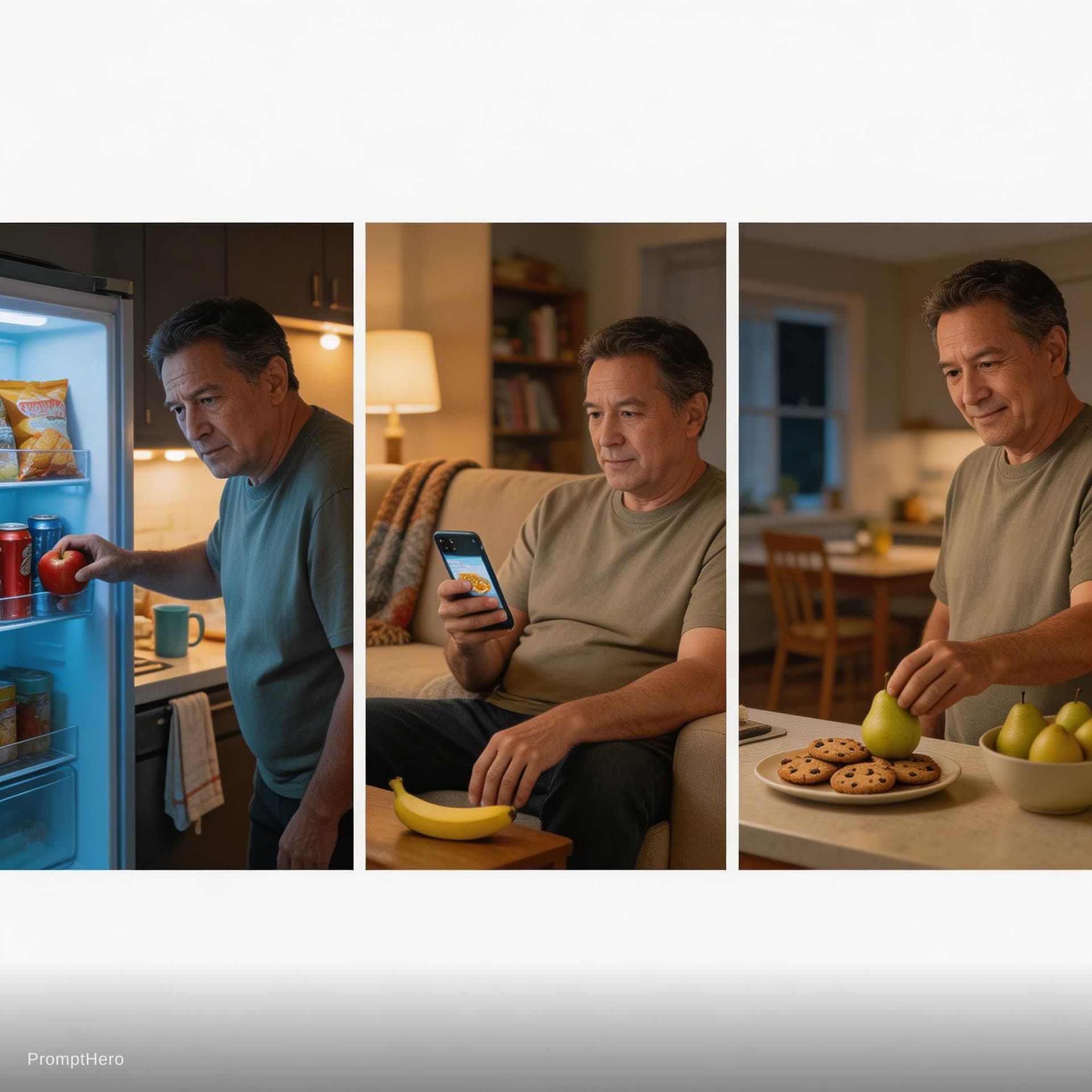 AI generated: Ultra-realistic cinematic composite photograph showing a slightly overweight 55-year-old man positio...