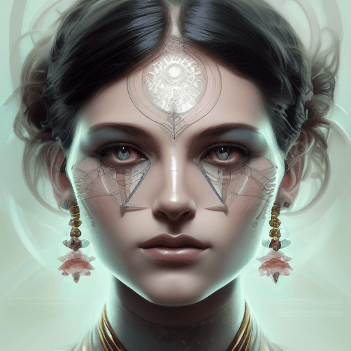 AI generated: symmetry, jade, machine parts embedded into face, intricate, elegant, highly detailed, digital paint...