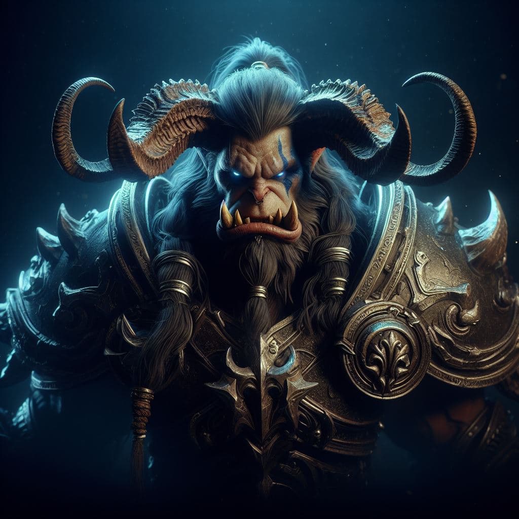 AI generated: Embark on a Warcraft odyssey with Thrall as the central figure. Utilizing advanced 3D techniques, in...