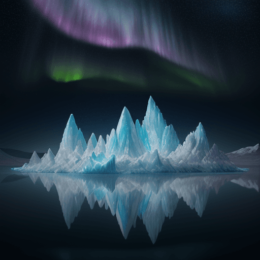 AI generated: This is a surreal and complex CG rendering. At night, the light blue sky as transparent as a mirror,...