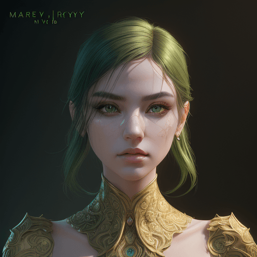 AI generated: mdjrny-v4 style , young female face, green aesthetic, young female face, golden ratio, symmetric, el...