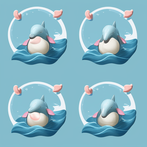 AI generated: set of kawaii dolphins