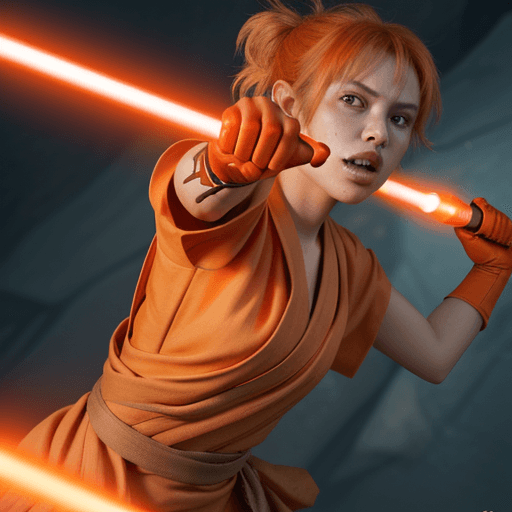 AI generated: Zabrak Orange, inspired in Savage Opress bur orange jedi