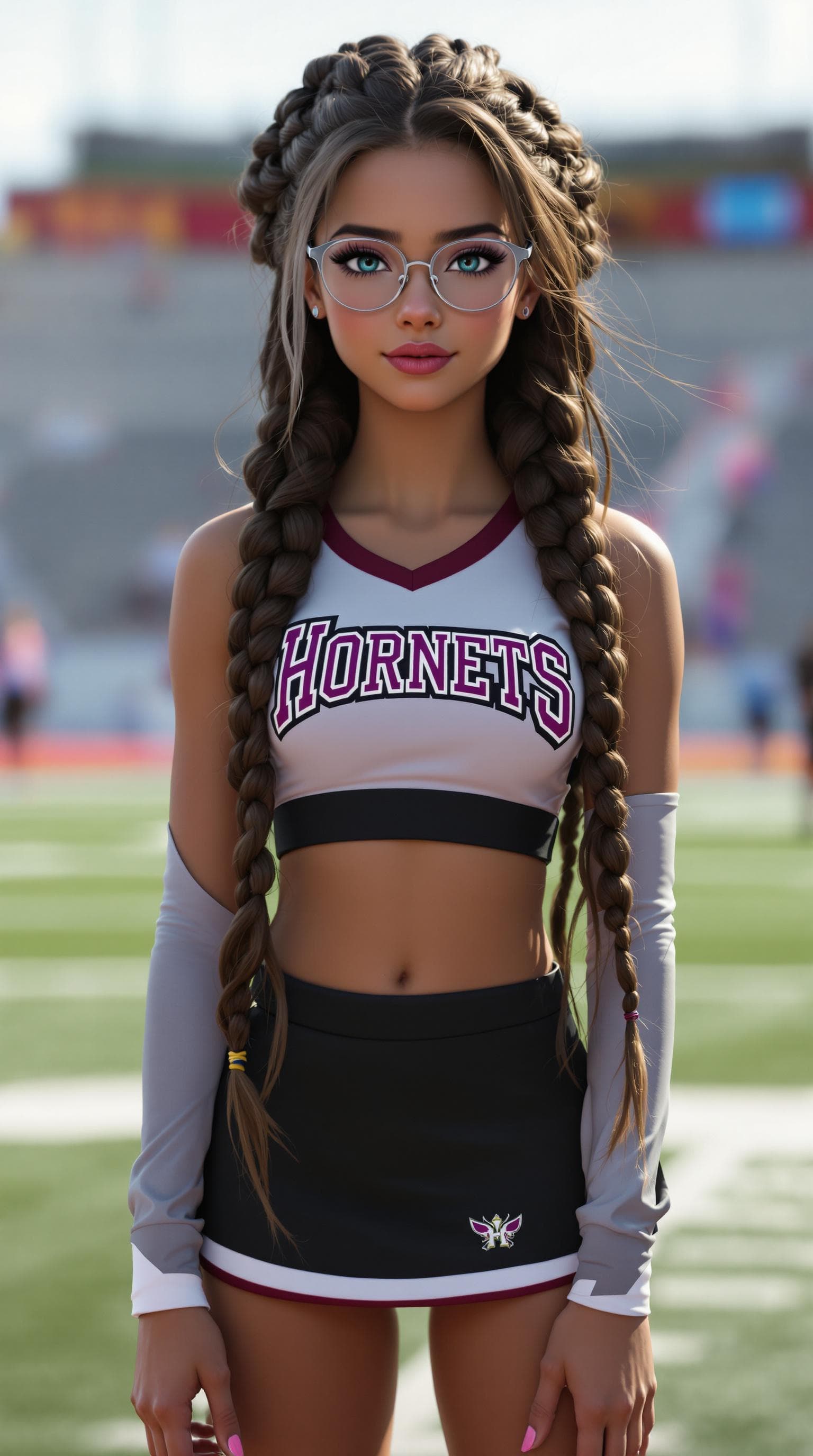 AI generated: a professional photo of a exceptionally beautiful 7th grade girl in the world, in a highly detailed,...