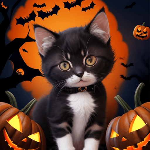 AI generated: A kitty in Halloween 