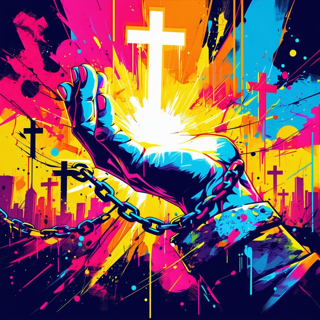 AI generated: A vibrant, graffiti-inspired artistic illustration symbolizing the concept of Grace as divine forgiv...
