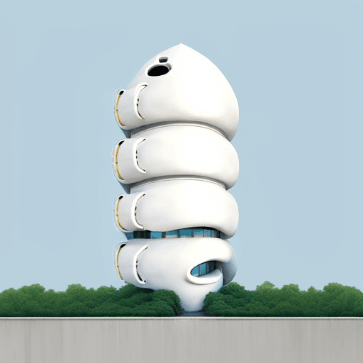 AI generated: a building in the shape of a white caterpillar