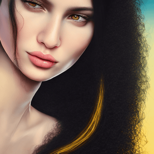 AI generated: hyper realistic photograph, portrait of a long black hair woman, summer