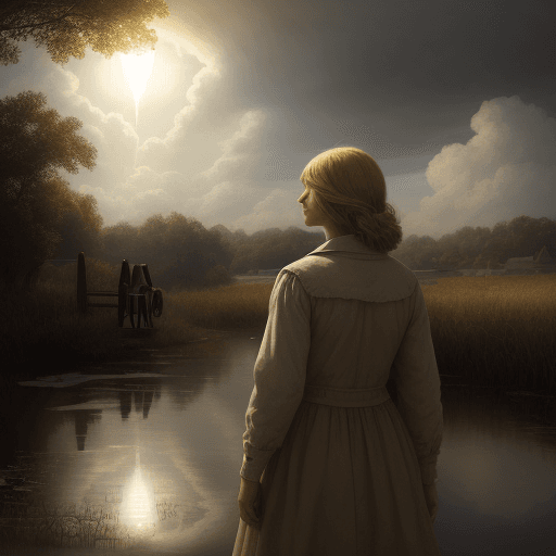 AI generated: a realistic and historical scene of a calm, bright light emerging in the distance, symbolizing hope,...