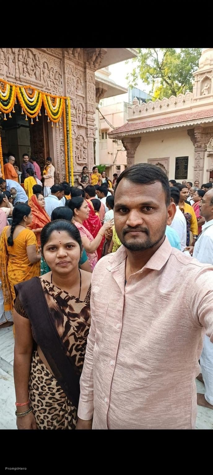 AI generated: Brindavan temple with original face