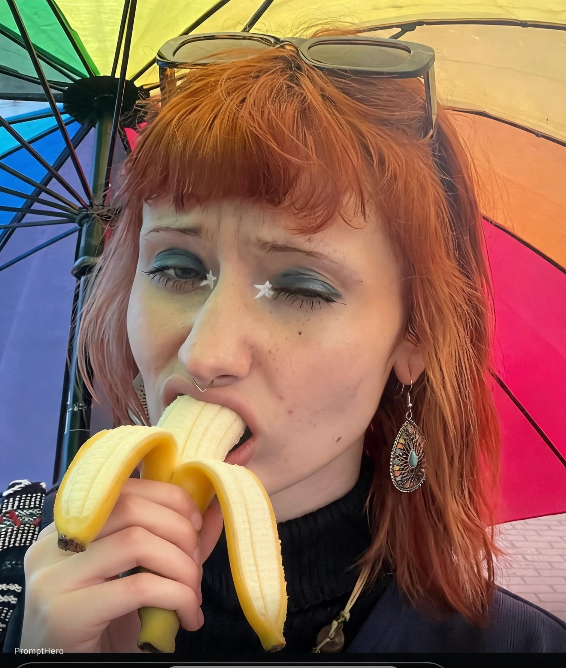 AI generated: Łazy lick banana