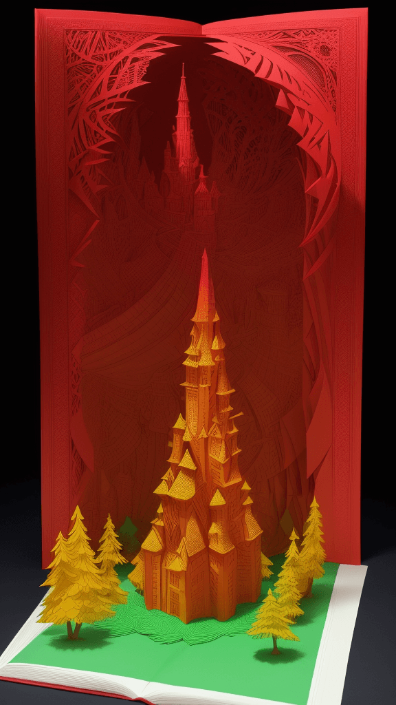 AI generated: a mesmerizing Red, yellow-green open book 3D paper cut art that defies the boundaries of imagination...