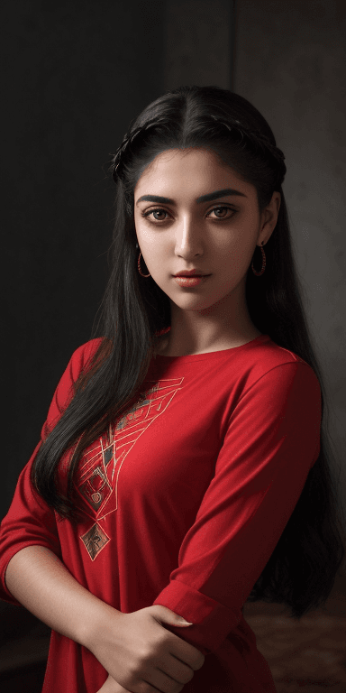 AI generated: middle eastern tarot reader, (gelled hair) , (wearing a red shirt:1.4) , symmetrical eyes, (aegyo sa...